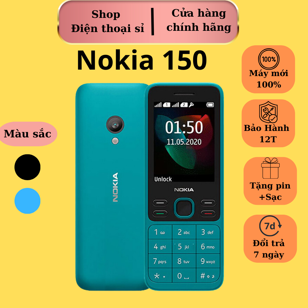 (Full Box)Điện Thoại Nghe Gọi Nokia 15O đời 2020 ( 2 Sim ) New FullBox , Loa To Sóng Khỏe, Pin trâu bò