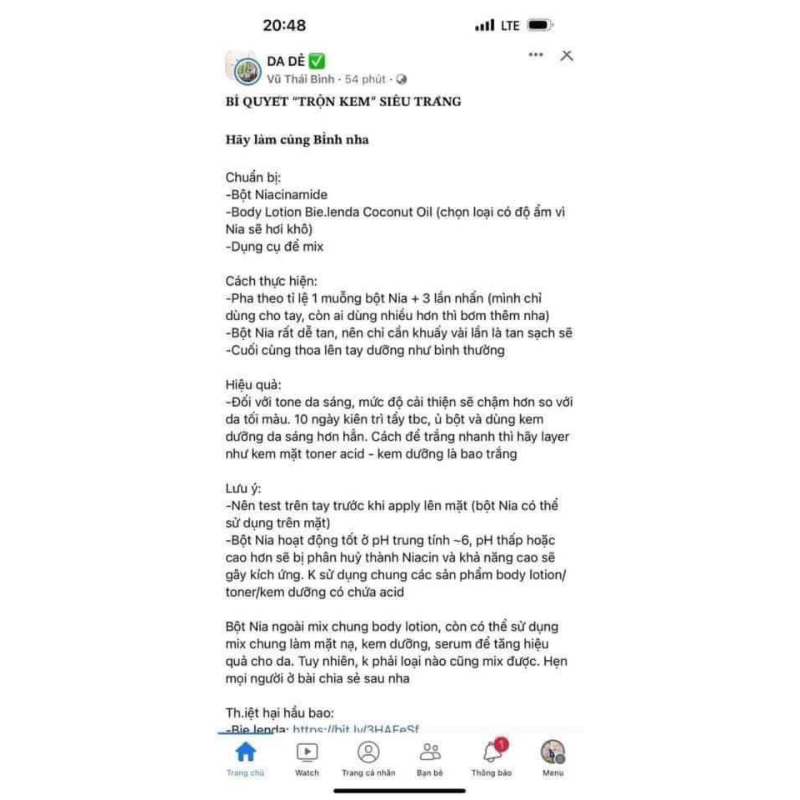 Bột trắng da Niacinamide