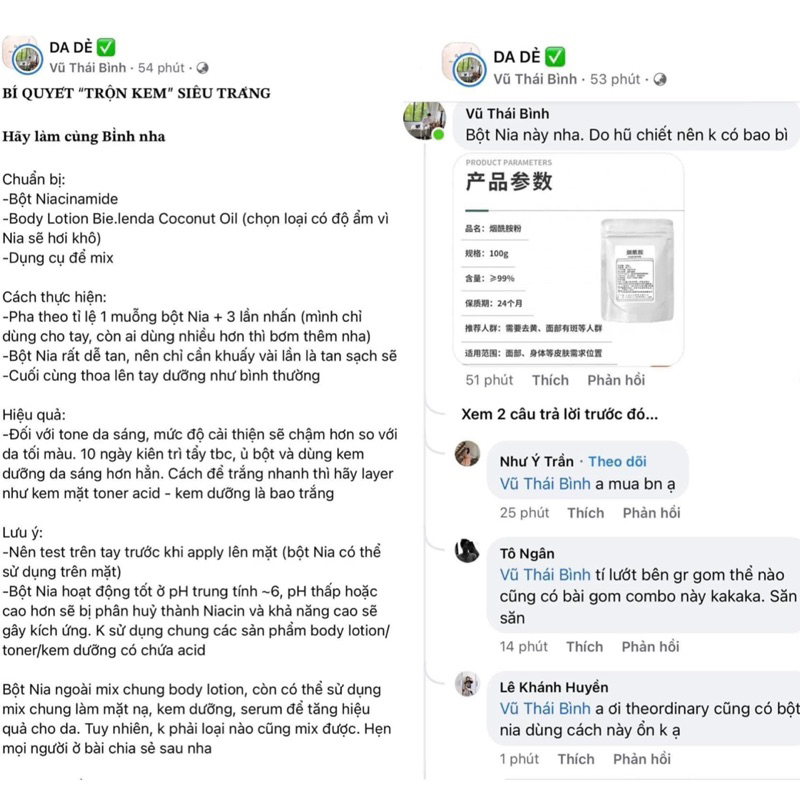 Bột trắng da Niacinamide