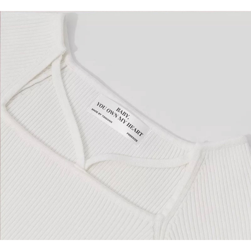 Pass áo TINGOAN® - Áo len xù crop ngắn tay chéo dây trắng MISSIN' U TOP/WH new