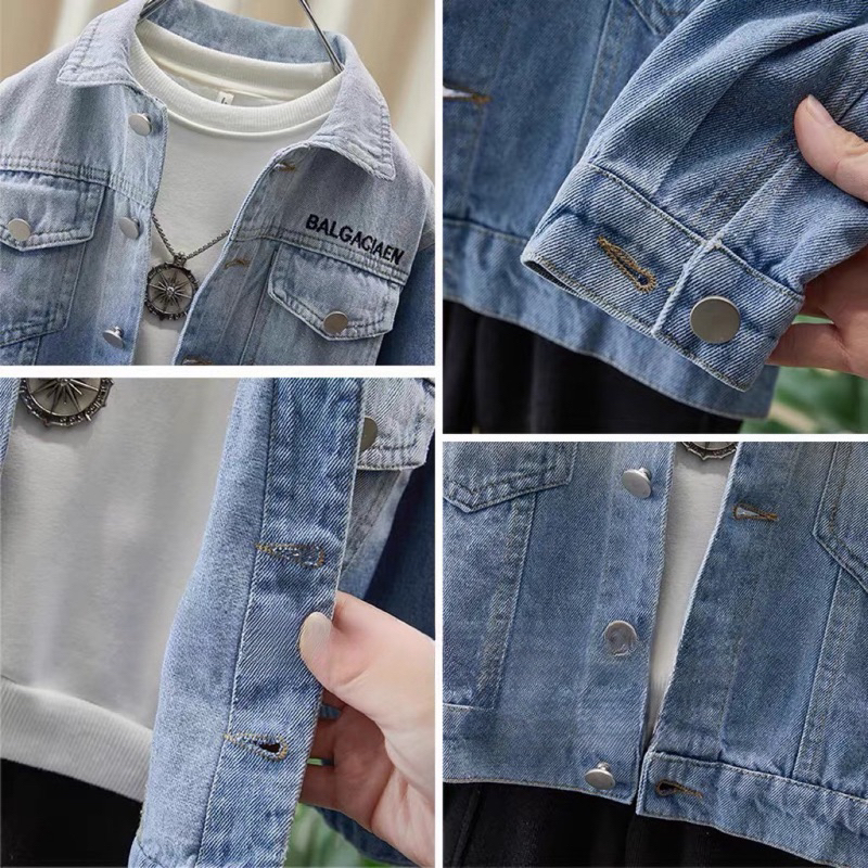 Áo khoác bé trai, áo khoác bò mềm mại cực chất họa tiết Drew cho bé 10-30kg