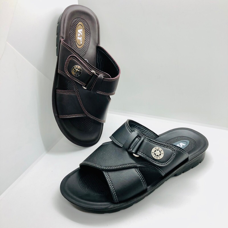 Dép da PU siêu bền cho nam trung niên chống trơn trượt