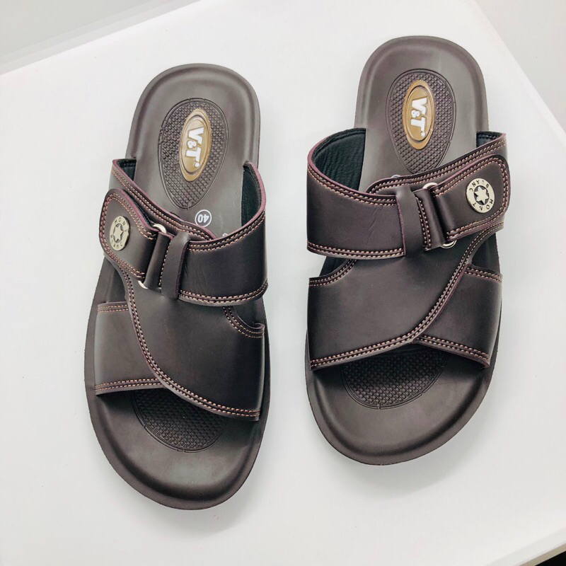 Dép da PU siêu bền cho nam trung niên chống trơn trượt