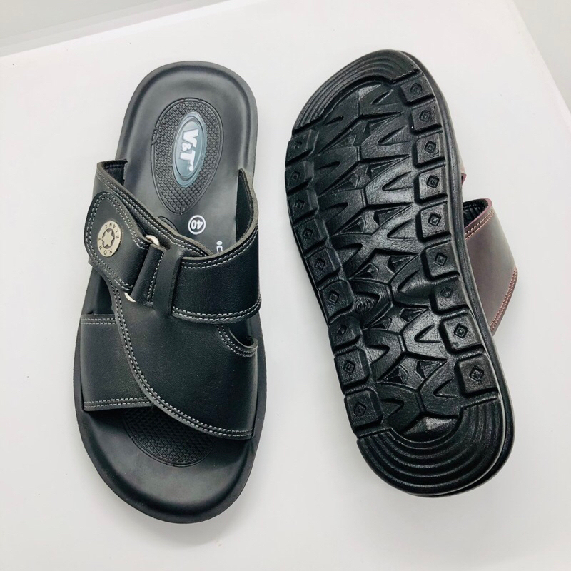 Dép da PU siêu bền cho nam trung niên chống trơn trượt