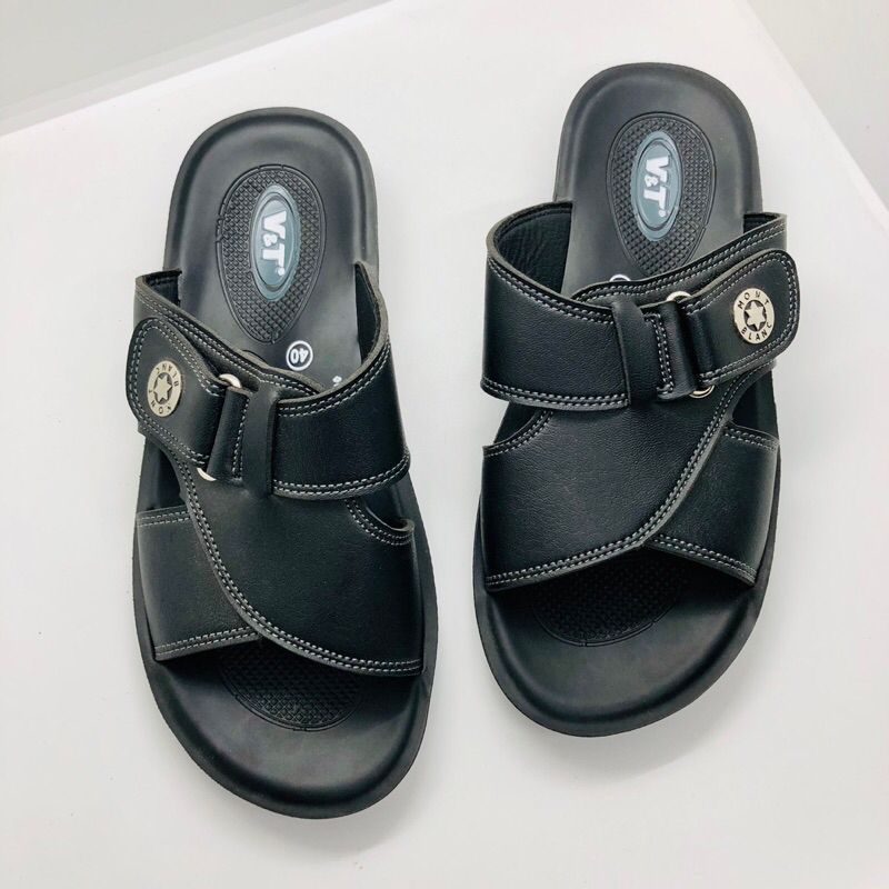 Dép da PU siêu bền cho nam trung niên chống trơn trượt