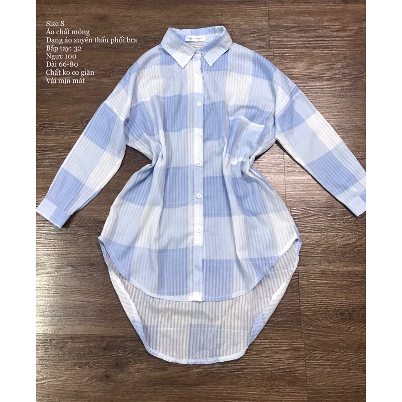 Áo sơ mi màu kiểu chất mỏng size S