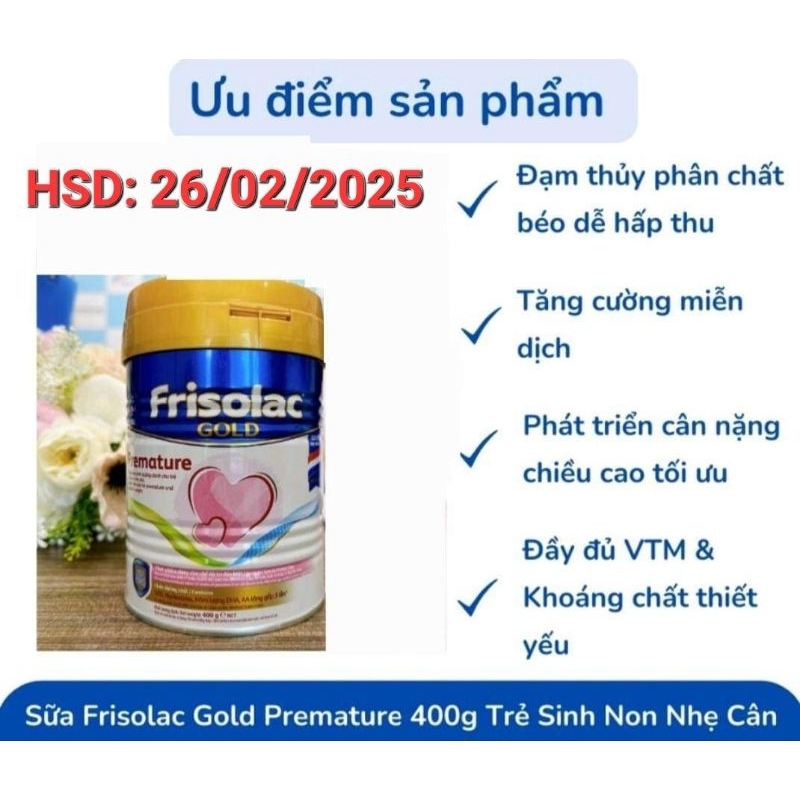 Frisolac gold premature 400g cho trẻ sinh non nhẹ cân từ 0 tháng tuổi trở lên