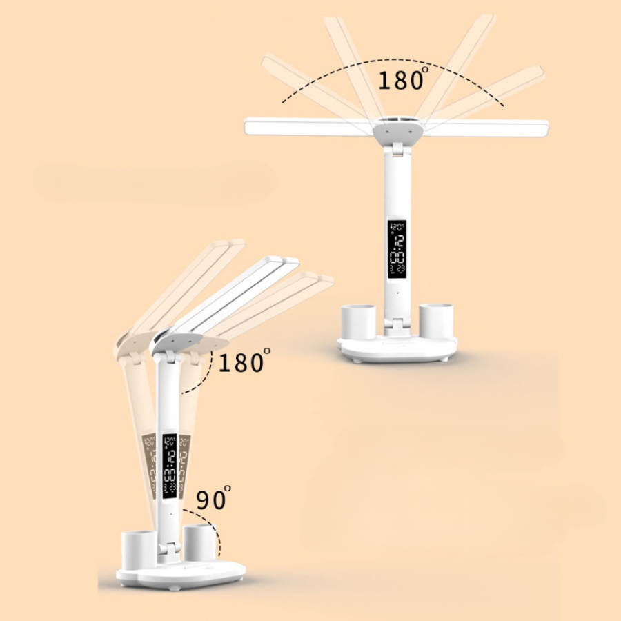 Đèn học chống cận chống cận, đèn đọc sách để bàn sạc pin 3 chế độ ánh sáng, màn hình LED hiện thị ngày bảo hành 12 tháng