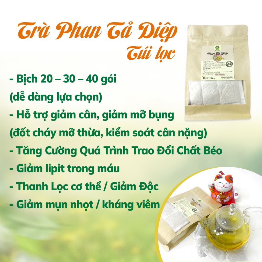 Trà phan tả diệp túi lọc, bổ sung chất xơ, ngừa táo bón, trợ tiêu hóa, nhuận tràng, thải độc tố, giảm cân, tăng dịch vị