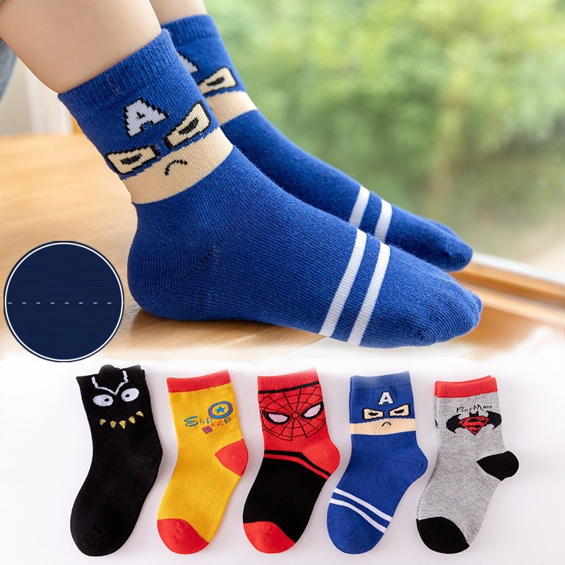 Combo 5  Đôi Tất Siêu Nhân Cho Bé Trai Từ 2-10t Trang Xô Kids