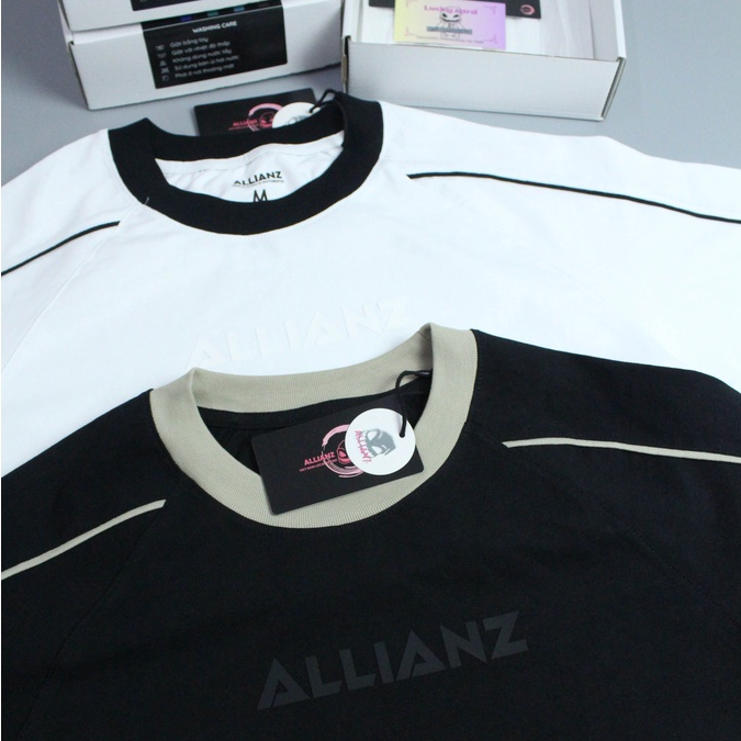 Áo Thun T-Shirt Sọc viền Allianz Áo Unisex Chất liệu Cotton 100%
