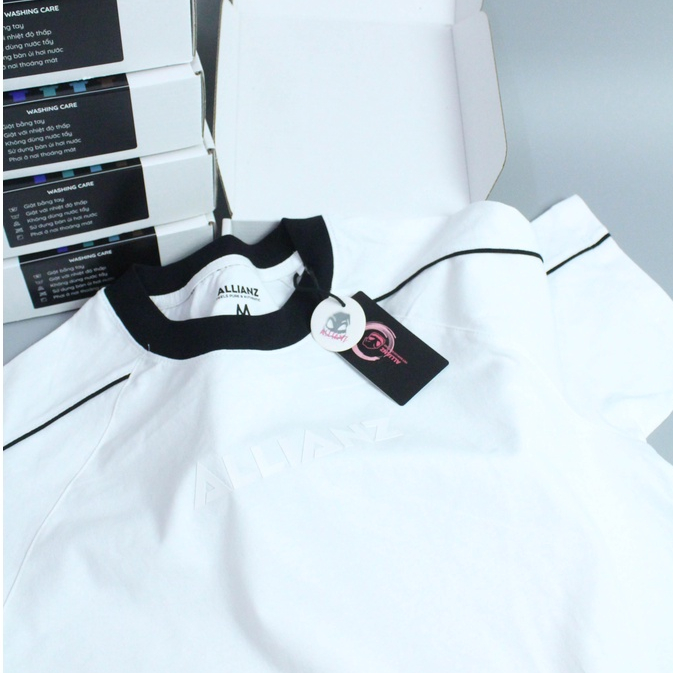 Áo Thun T-Shirt Sọc viền Allianz Áo Unisex Chất liệu Cotton 100%