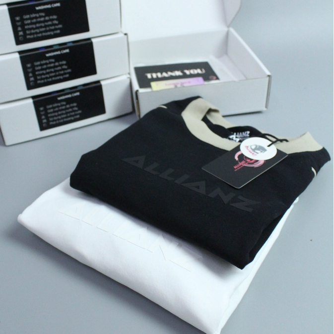Áo Thun T-Shirt Sọc viền Allianz Áo Unisex Chất liệu Cotton 100%