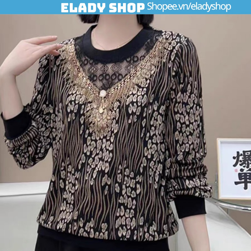 Áo trung niên nữ, Áo cho mẹ cho bà tay dài ALD325, chất liệu vải thun dệt kim cao cấp mềm, co giãn 4 chiều - Elady Shop
