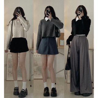 Áo len thừng crotop cổ tròn tay bo 0403 hàng quảng châu