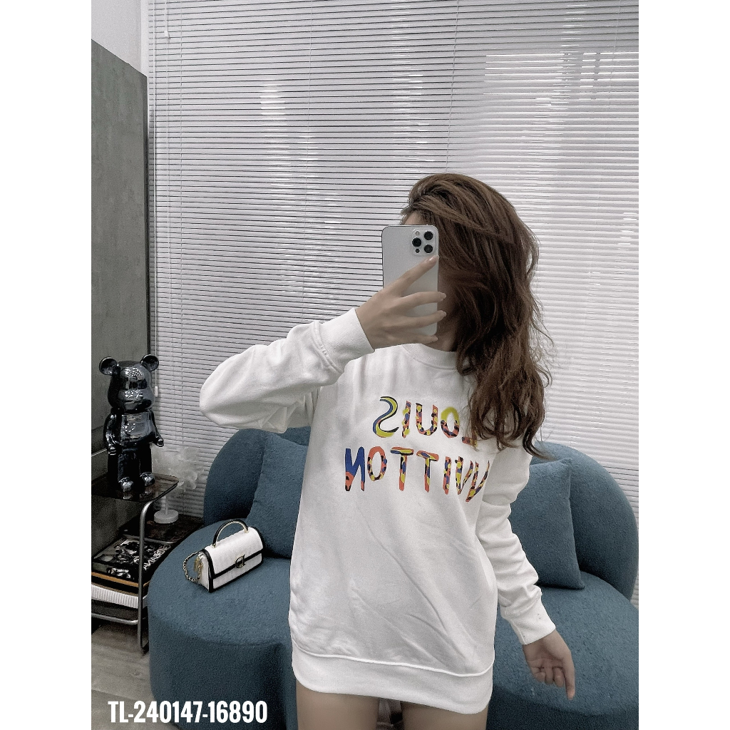 🔥Hot🔥Áo nỉ LV in chữ hình lưng thiết kế hot trend Nam Nữ Thu Đông 2023