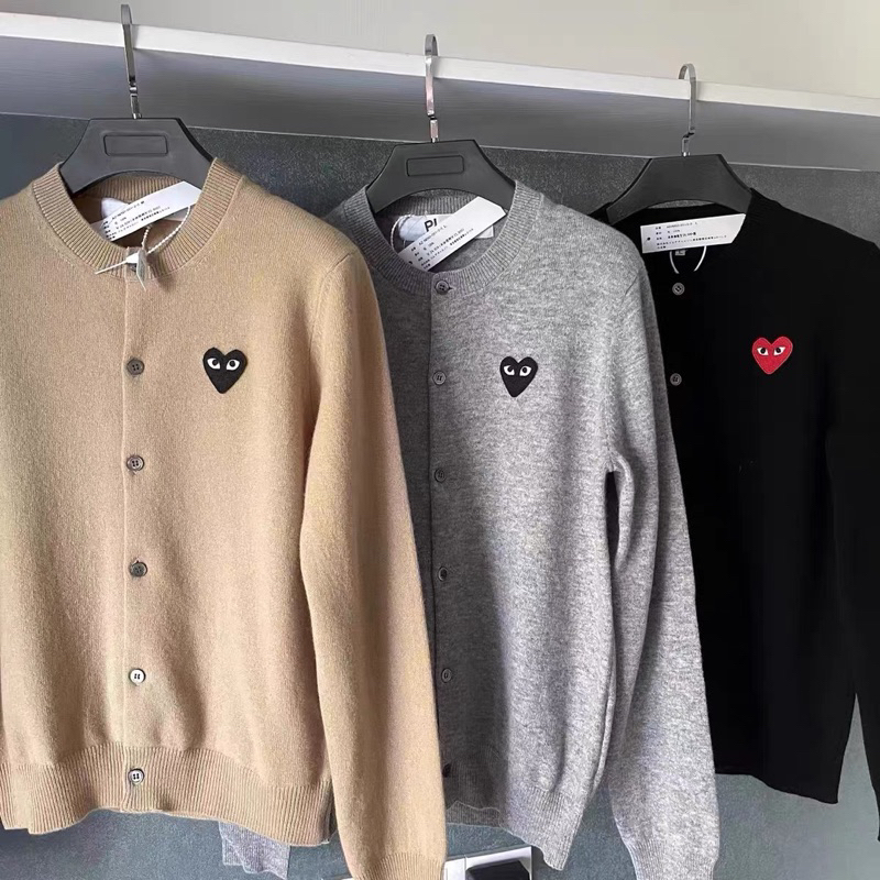 ÁO CARDIGAN LEN PLAY CDG thêu trái tim bên ngực unisex