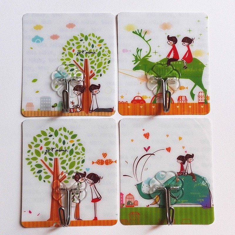 Set 5 Móc Dán Tường Siêu Dính In Hình 3D siêu dễ thương, tiện lợi, móc dán tường đa năng