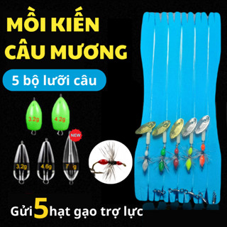 5 Bộ Mồi Kiến Giả Câu Cá Mương Suối Buộc Sẵn + 5 Hạt Gạo Trợ lực