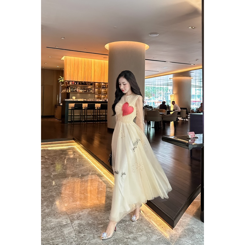 Đầm tay dài đính kết