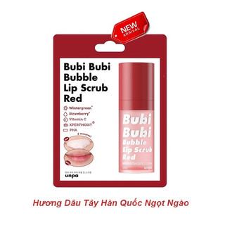 [Mẫu Mới 2023] Tẩy da chết môi Unpa Bubi Bubi Bubble Lip Scrub Red 10ml