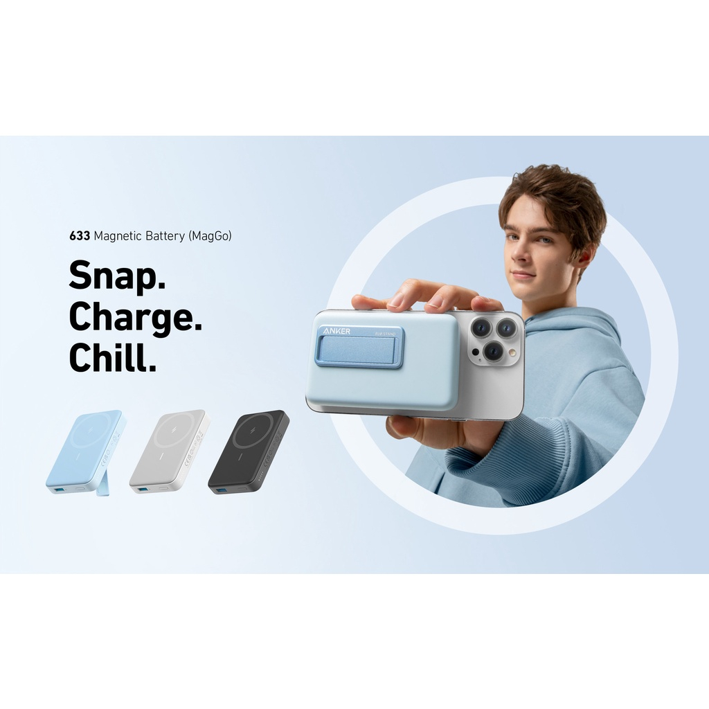 Sạc dự phòng Anker MagGo 633 xịn mã hiêu A1641 10.000mah 20W xịn - Dành cho iphone 12,13 Hít Từ Tính