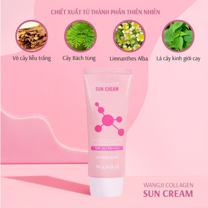 Combo 2 typ Kem Chống Nắng Wangji Collagen Sun Cream SPF50+