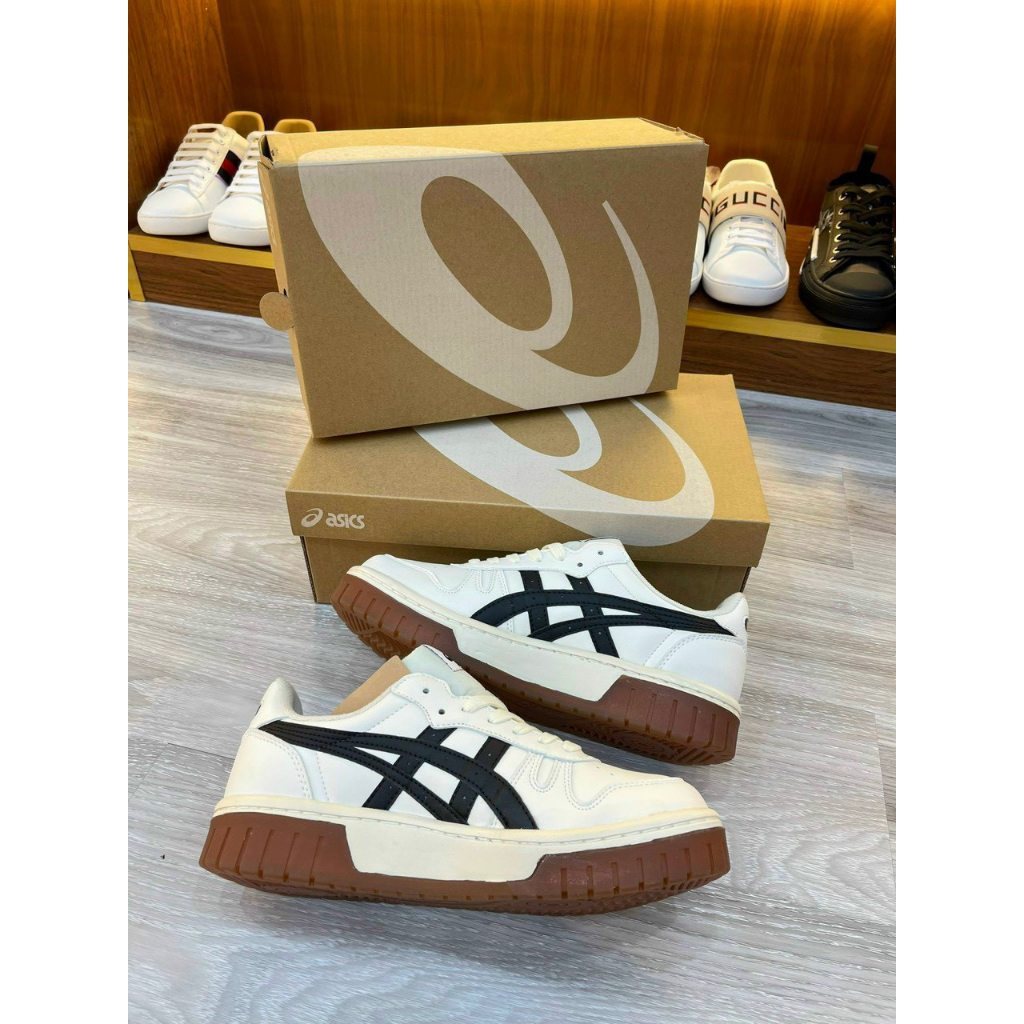 Giày Thể Thao Asics Court Mz, Giày Asic Court Nam Nữ Basic White Cream And Black Full màu-Full box | BigBuy360 - bigbuy360.vn