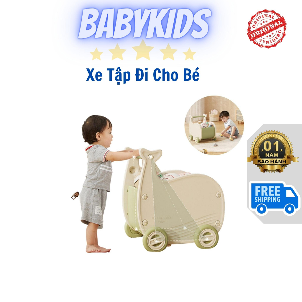 Xe đẩy tập đi cho bé có giỏ chứa đồ chơi, Xe tập đi chính hãng cao cấp MK23-022
