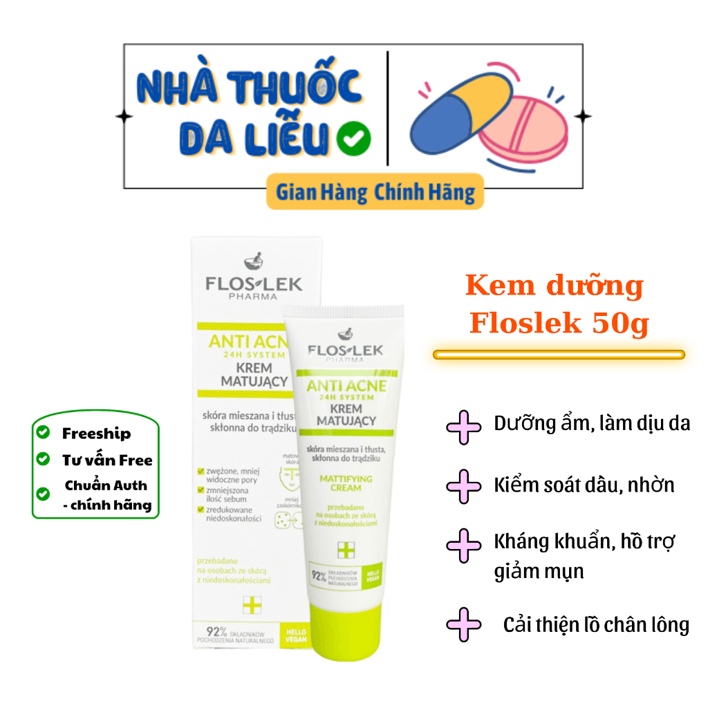 NTDL - Kem Dưỡng Floslek Anti Acne Mattifying Cream 50ml -Kem Kiểm Soát Dầu Mụn và Điều Tiết Nhờn