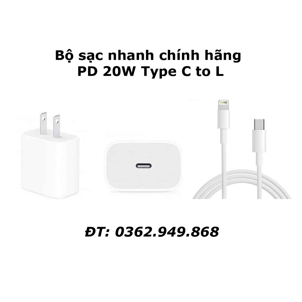 Bộ sạc nhanh chính hãng PD 20W Type C to L