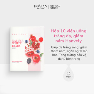 Hộp 10 viên uống trắng da, giảm nám Hanvely Nature White Dairy (Hộp màu hồng nhạt)