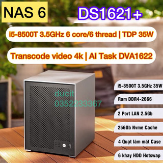 NAS 6 bay HDD, i5-8500T, 3.5GHz, cổng mạng 2.5Gb, Lưu trữ mạng Xpenology