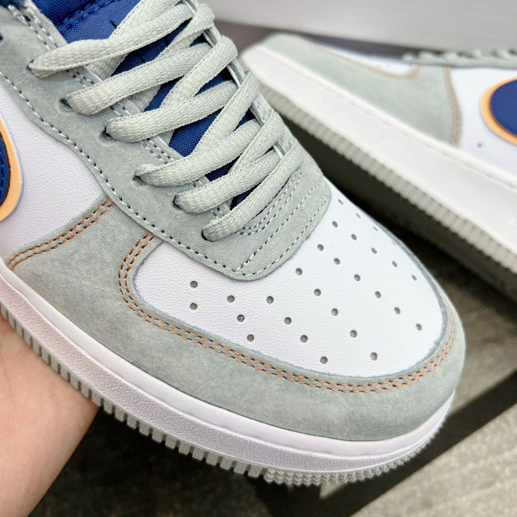 Giày Thể Thao nam nữ AF1 Xám gót cam da lộn bản Sc, Giày AF1 xám cam lông chuột