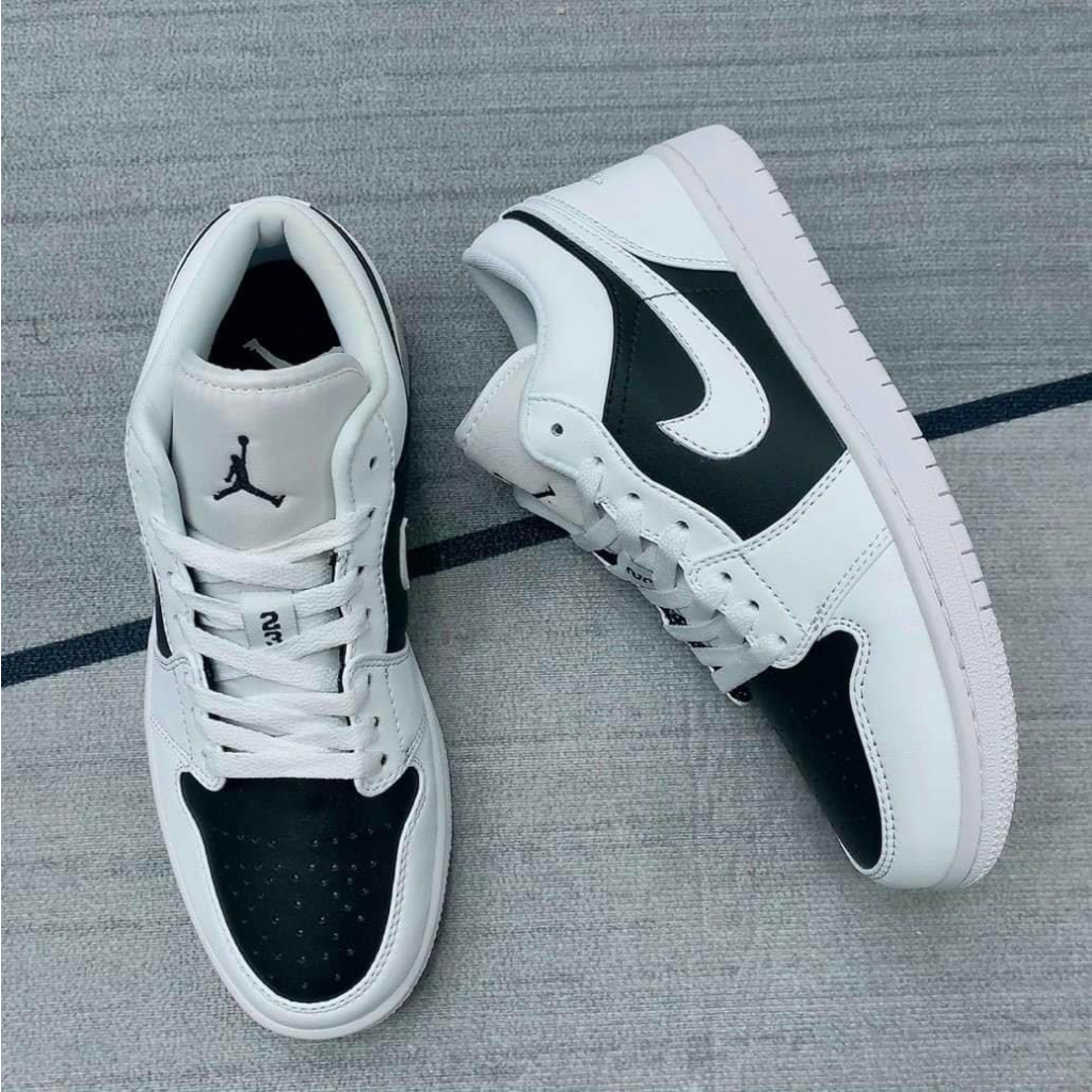 Giày Jordan Nam Nữ Thể Thao, Giày JD1 Cổ Thấp Panda Trắng Mũi Đen Thời Trang Hàng Đẹp Full Box