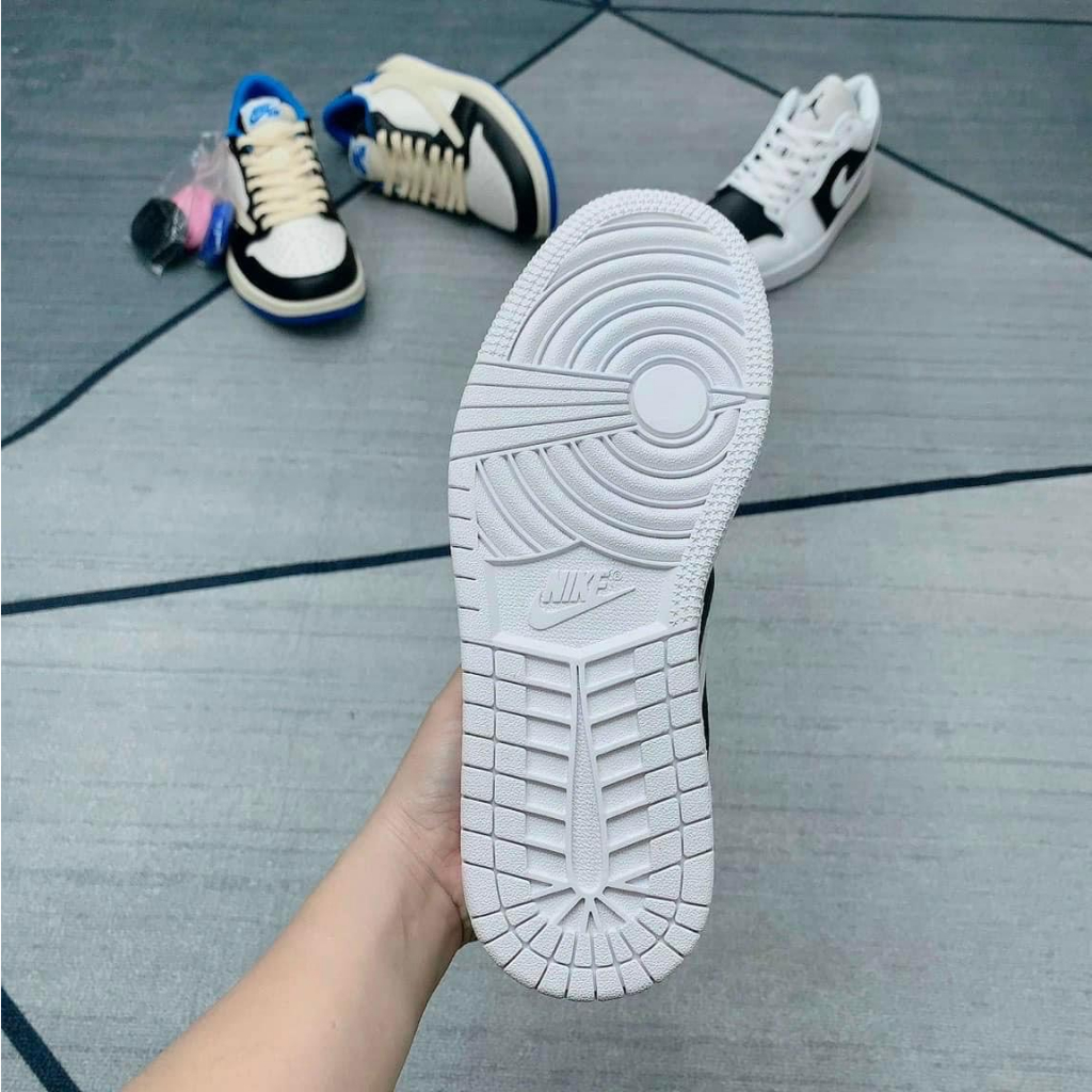 Giày Jordan Nam Nữ Thể Thao, Giày JD1 Cổ Thấp Panda Trắng Mũi Đen Thời Trang Hàng Đẹp Full Box