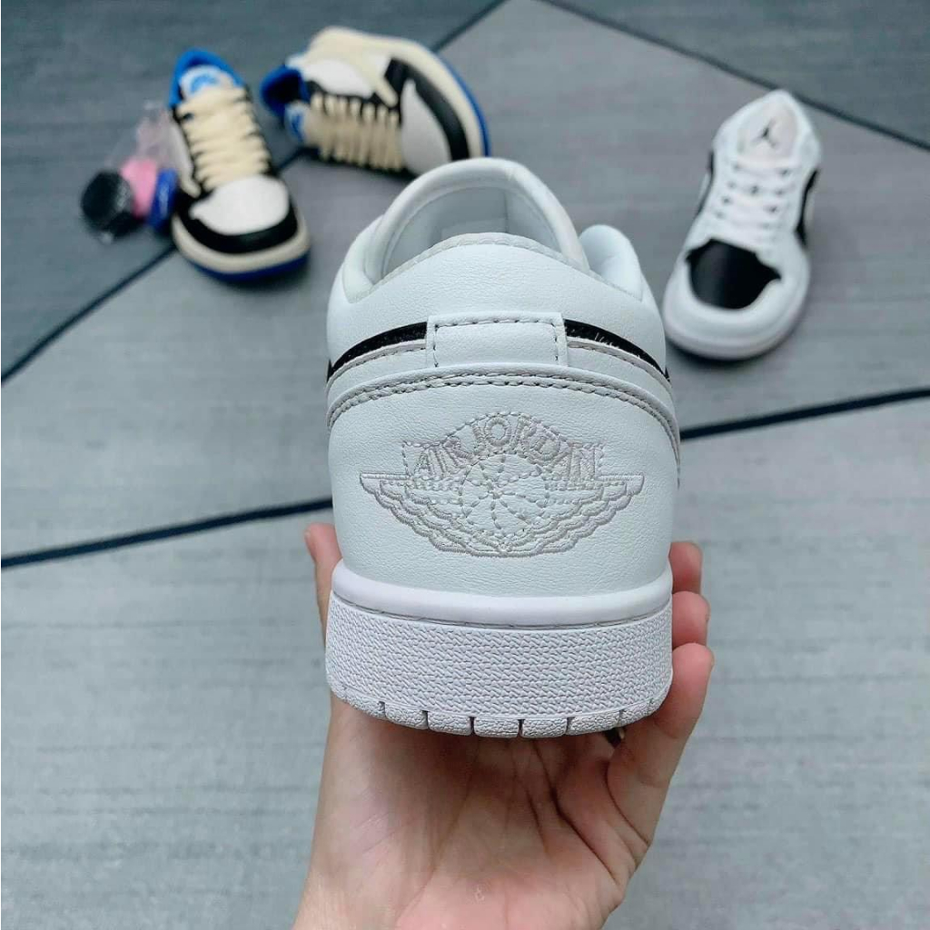 Giày Jordan Nam Nữ Thể Thao, Giày JD1 Cổ Thấp Panda Trắng Mũi Đen Thời Trang Hàng Đẹp Full Box