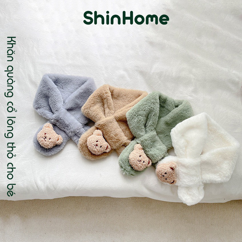 Khăn quàng cổ lông thỏ dày dặn mùa đông cho bé 1-10 tuổi ShinHome Baby