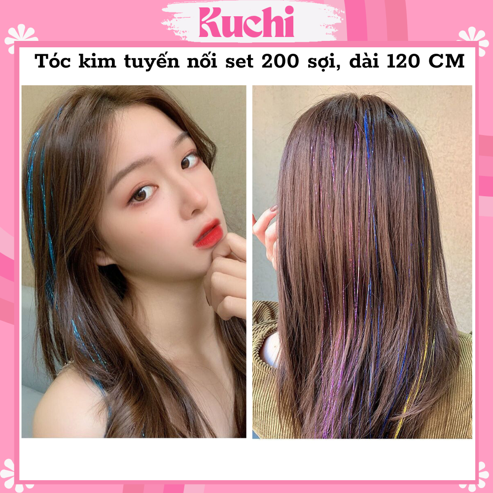 Tóc kim tuyến nối set 200 sợi, dài 120 cm
