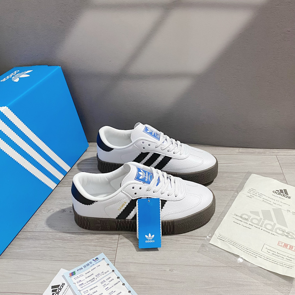 Giày Adidas Samba Rose White Gum Đế Nâu Cao 4cm, Giày Samba Rose Nam Nữ Hot Trend Full Box Bill