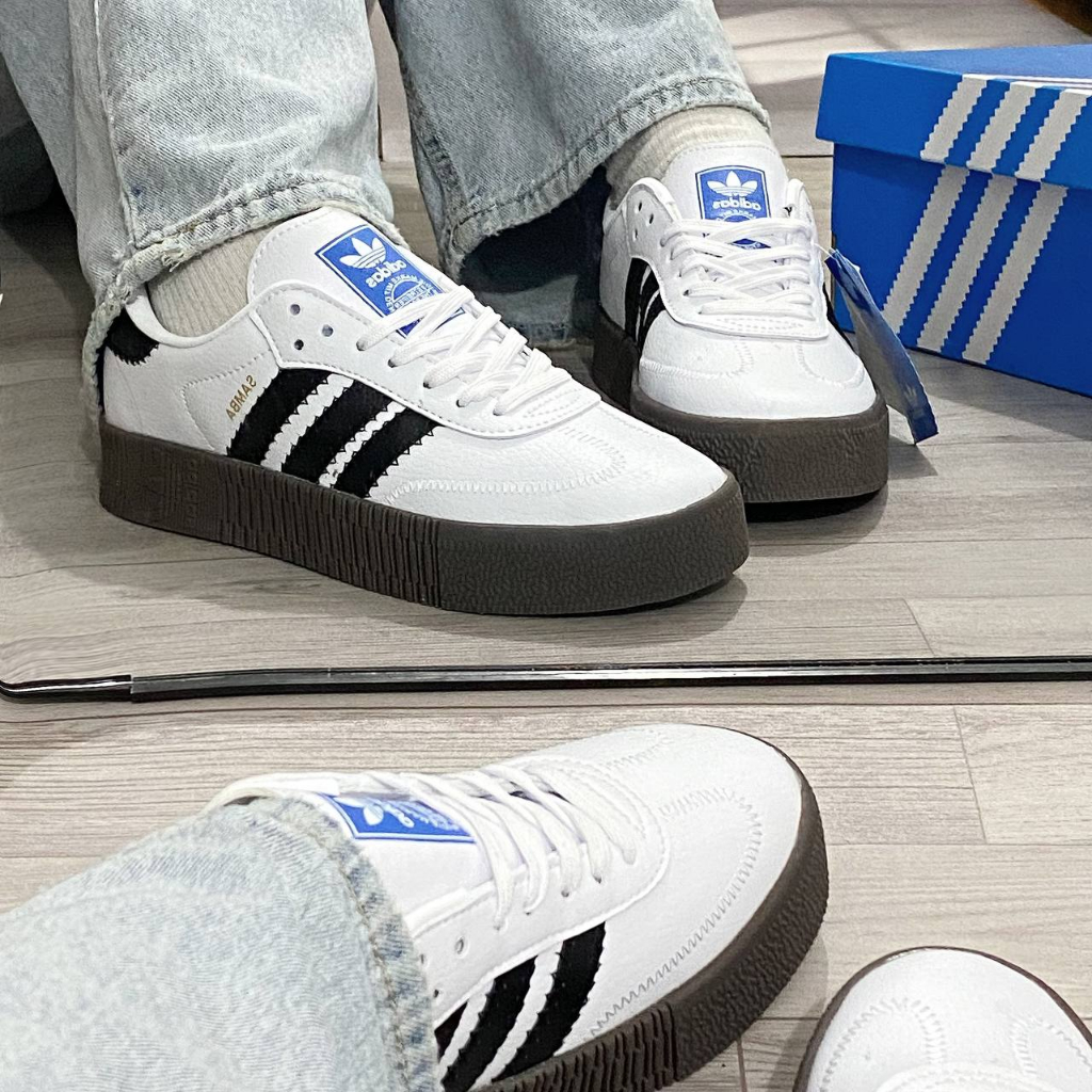 Giày Adidas Samba Rose White Gum Đế Nâu Cao 4cm, Giày Samba Rose Nam Nữ Hot Trend Full Box Bill