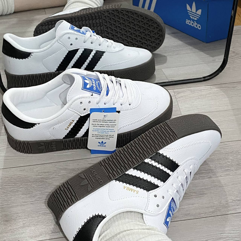Giày Adidas Samba Rose White Gum Đế Nâu Cao 4cm, Giày Samba Rose Nam Nữ Hot Trend Full Box Bill