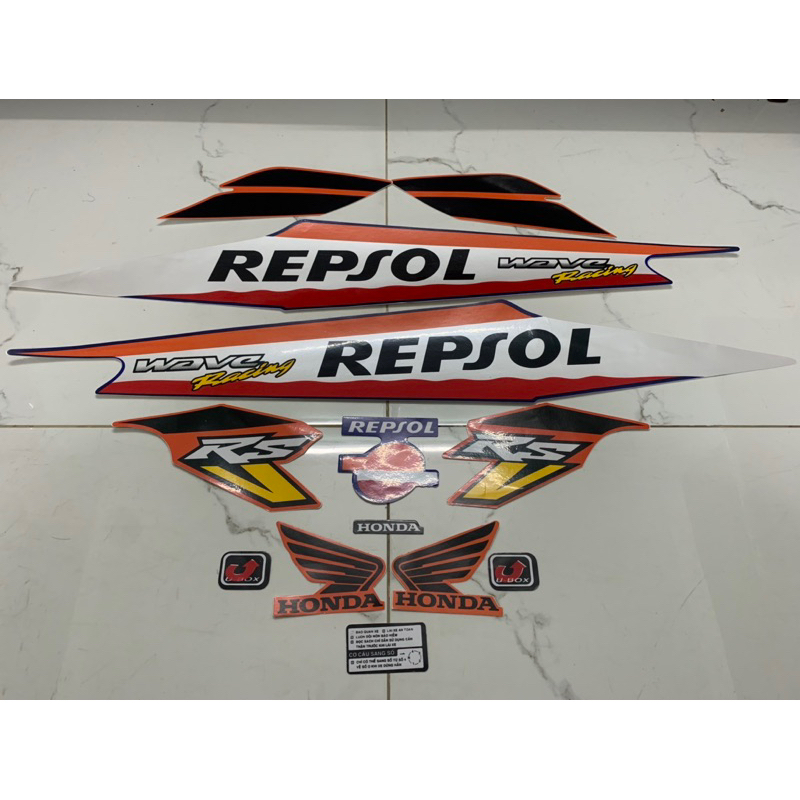 Bộ tem Wave A Repsol 2008 3 lớp zin hàng nhập Thái Lan chất lượng cao dành trang trí riêng cho dòng xe này