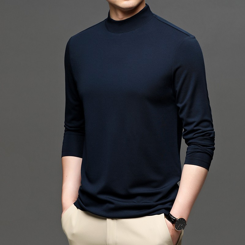 Áo thun nam nót nỉ cổ cao giữ nhiệt nam dài tay thể thao trơn nhiều màu dáng ôm co giãn 4 chiều