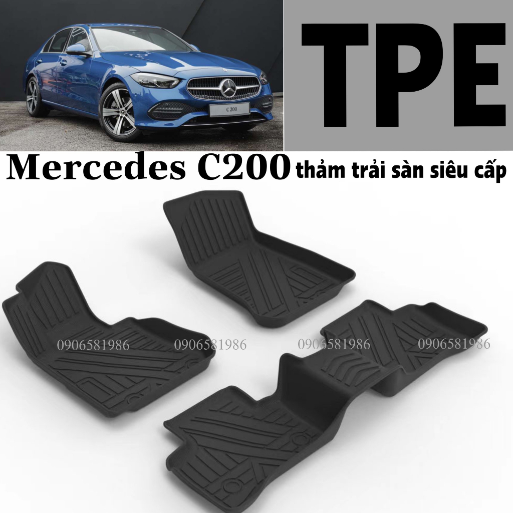 Mercedes C200/300 Thảm Sàn Xe TPE Chuẩn Form Xe Sang Trọng