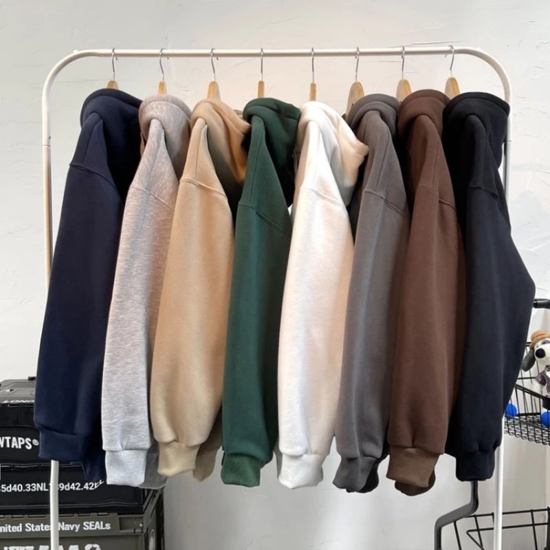 ÁO HOODIE ZIP TRƠN MŨ 2 LỚP NỈ BÔNG THIẾT KẾ ĐƠN GIẢN BASSIC NAM NỮ OVERSIZE ---ÁO HOODIE TRƠN