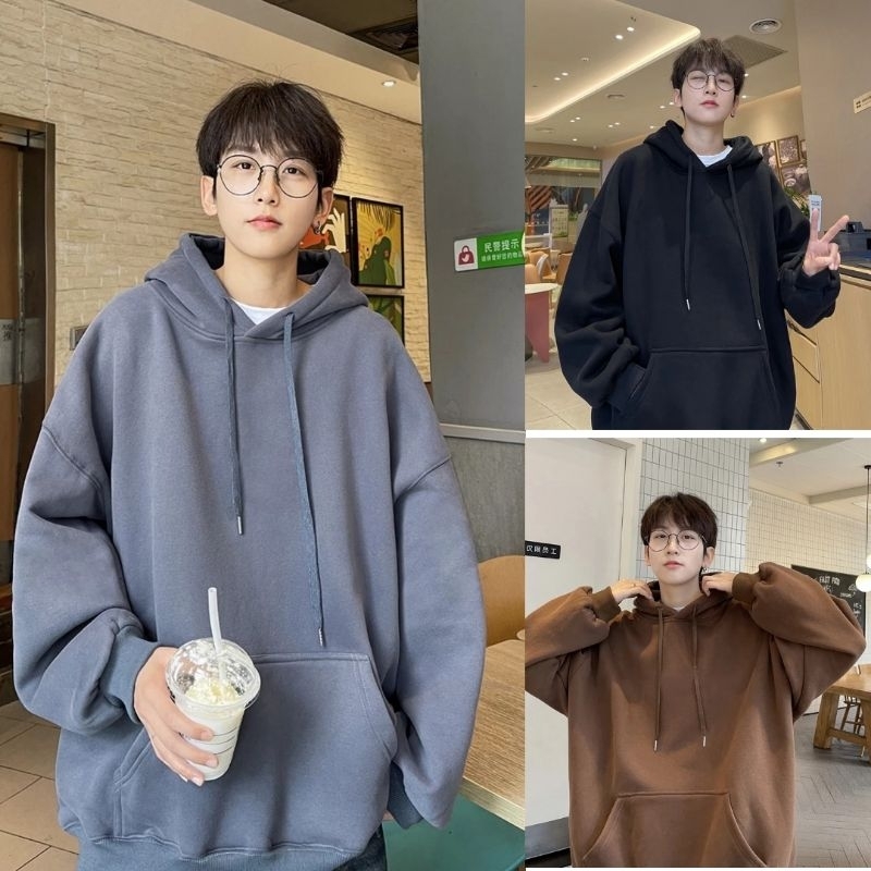 ÁO HOODIE ZIP TRƠN MŨ 2 LỚP NỈ BÔNG THIẾT KẾ ĐƠN GIẢN BASSIC NAM NỮ OVERSIZE ---ÁO HOODIE TRƠN