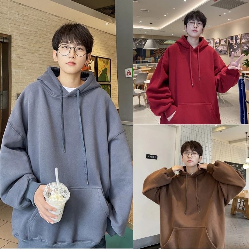 ÁO HOODIE ZIP TRƠN MŨ 2 LỚP NỈ BÔNG THIẾT KẾ ĐƠN GIẢN BASSIC NAM NỮ OVERSIZE ---ÁO HOODIE TRƠN