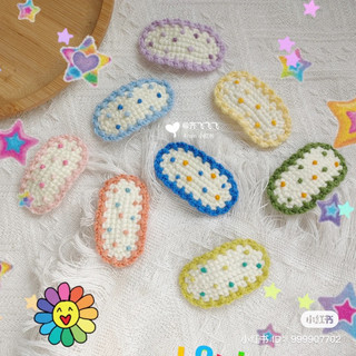 Kẹp tóc len chấm bi Handmade nhiều màu