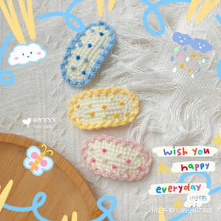 Kẹp tóc len chấm bi Handmade nhiều màu